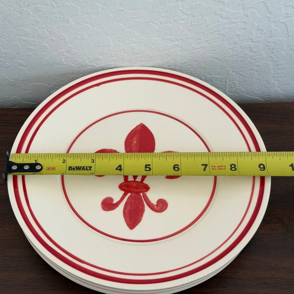 Lot of Three Fleur De Lis William‎ Sonoma Plates Red 8